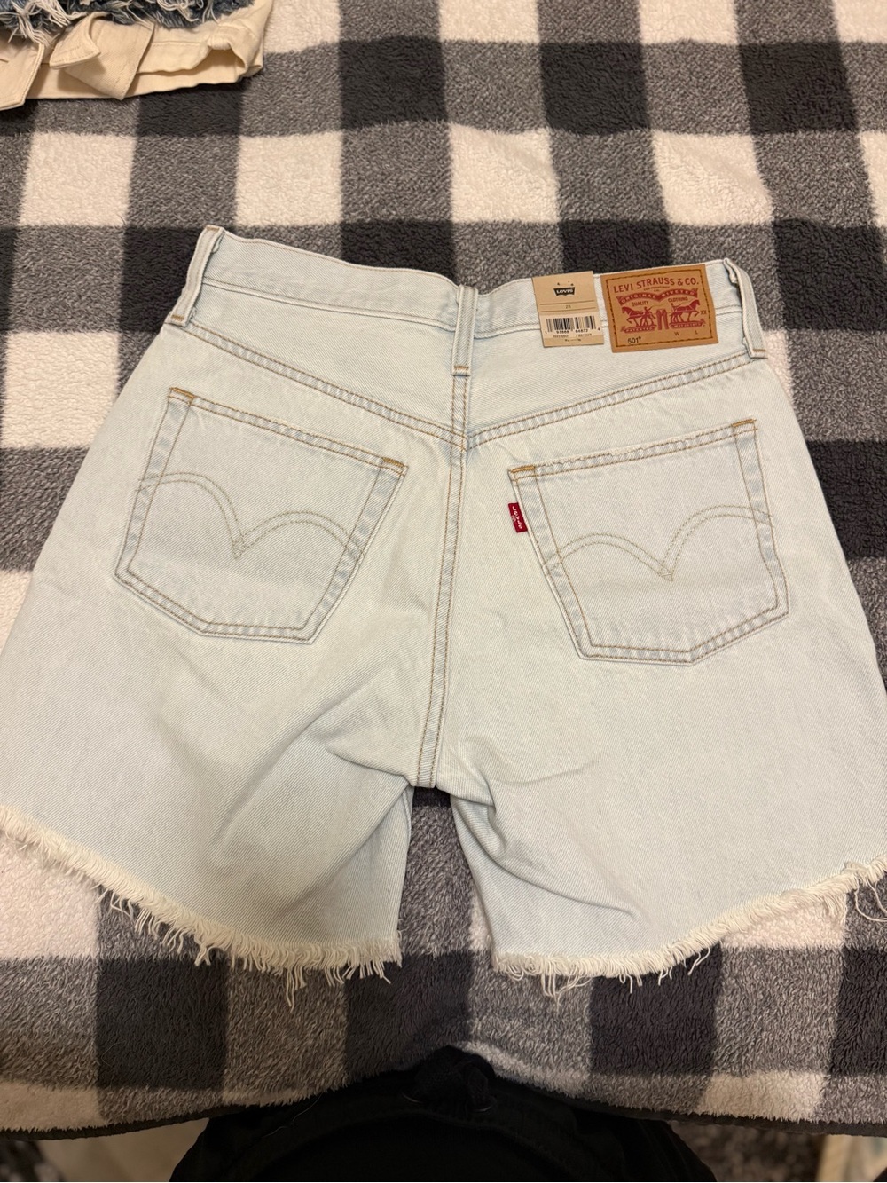 Levi's 501 High-Rise Light Wash Distressed Jean Shorts - Picture 2 of 2